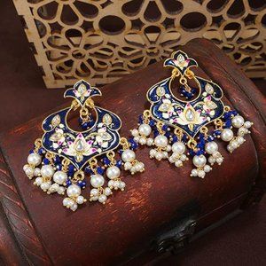 18k Gold Plated Indian Wedding Bollywood Enamel Kundan Pearl